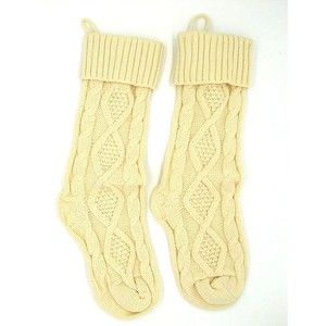 Christmas Stockings Set of 2 Ivory, 18 Inches Large Christmas Stockings